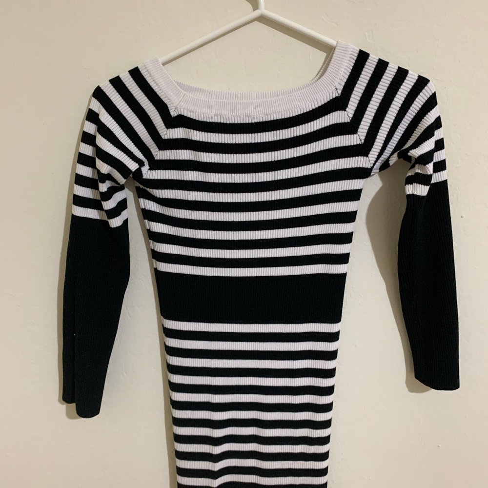Black and white sweater bodycon dress